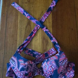 Tommy Bahama Pink and Blue Paisley 34B Bikini Top